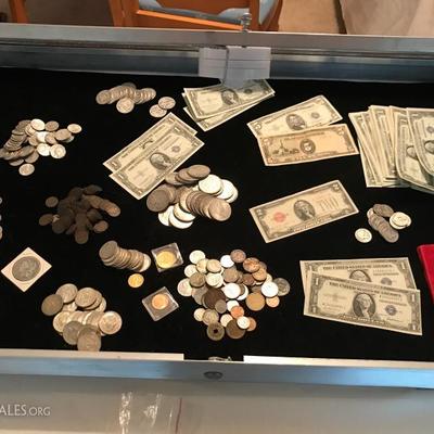 Large US 90% silver coin collection, gold coin collection and paper money collection 