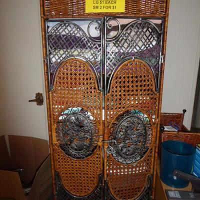 Wicker and iron storage cabinet $165