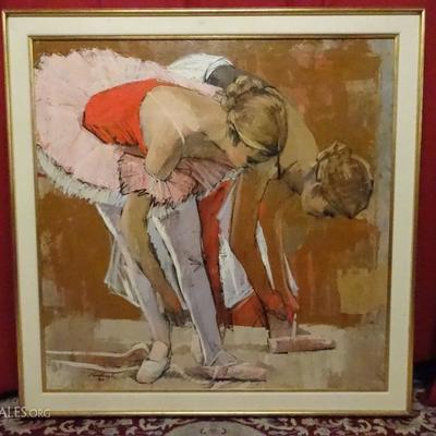 GERALD FAIRCLOUGH (1946-) PAINTING, 2 BALLET DANCERS, SIGNED FAIRCLOUGH AND DATED 1983 LOWER LEFT
