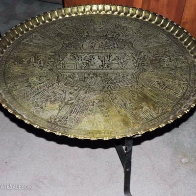 Brass Middle Eastern Style Design Coffee Table with Metal Legs. View 1