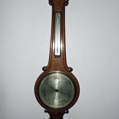 Antique Casartelli Banjo-Style Thermometer/Barometer Weather Station