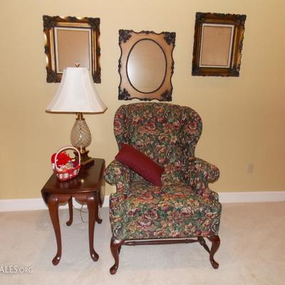 Wing chair and side table
