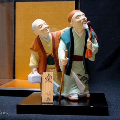 Case and Japanese Ceramic Figures