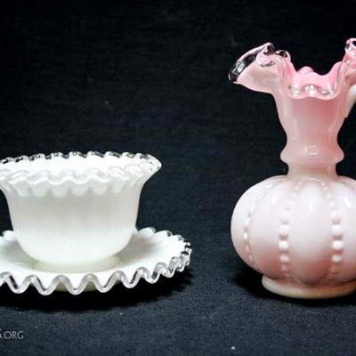 Fenton Pink and White Milk Glass