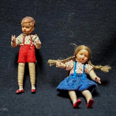 Vintage Miniature Swiss / German Dolls