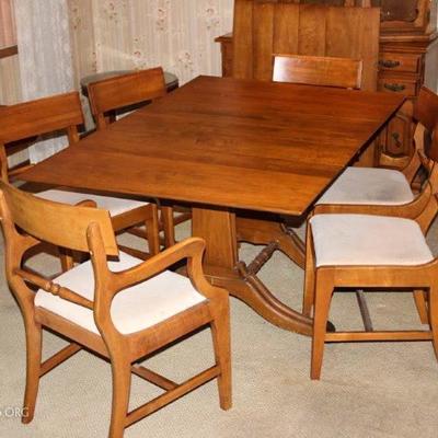 Maple Finish Table and Six Chairs