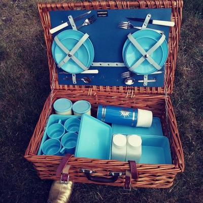 Vintage European picnic basket