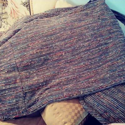 Custom  made FITTED  upholstery fabric cover/spread for single sz mattress/bed of new contemporary material that has flecks of colors...