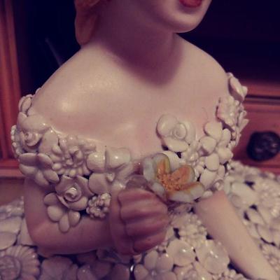 Dresden porcelain lady was sold to me for $100, But I am reselling her at $35 "as is" not $100 - She arrived in a...