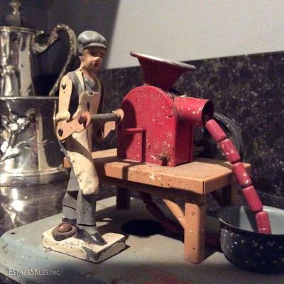 Vintage Fleischman articulated metal toys - This one is  "The Sausage Maker' or "The Butcher"