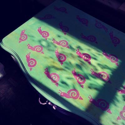 top view of painted night stand