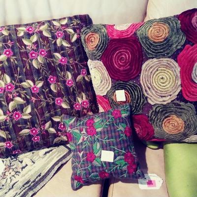 hand sewn WOOL pillows w/ appliques