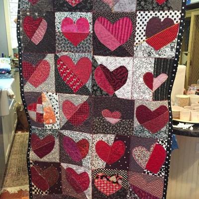 wall quilt of hearts (handmade) $15