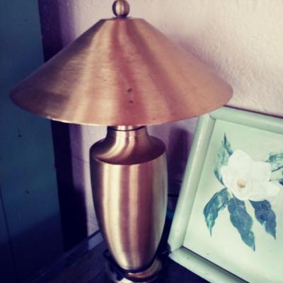 two all brass 'egyptian' style accent lamps