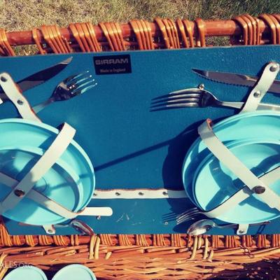 Vintage European picnic basket 