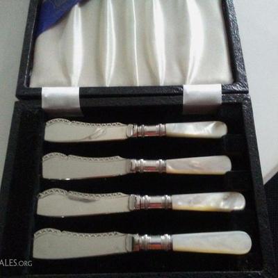 sterling & mother of pearl butter knives