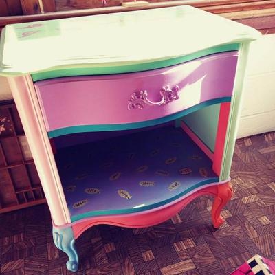 Painted end table and larger companion painted dresser-- magnificent non-toxic matt finish is a diamond protective finish that makes...