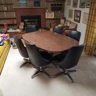 1967 Chromcraft Kitchen set with 6 chairs. Black Vinyl in excellent condition. 
$598 for the set or best offer