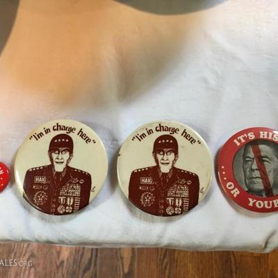 Many vintage political buttons
