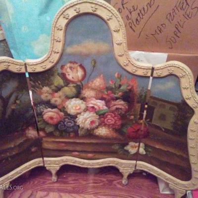 hand painted antique 'screen' for fireplace or decorative use. $95