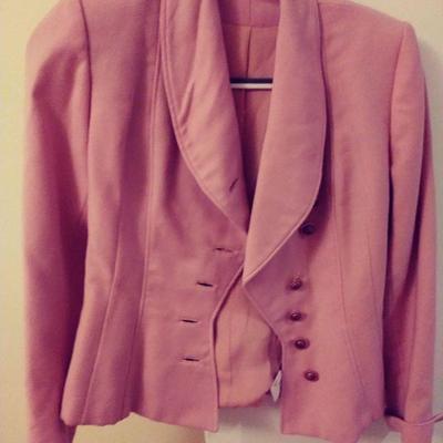 vintage pink wool ladies jacket- more vintage & contemporary sweaters jackets etc in VERY WELL PRESERVED condition- professionally...