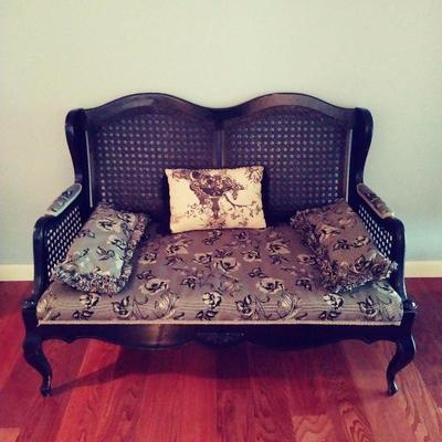 vintage upholstered settee