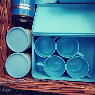 vintage European picnic basket 