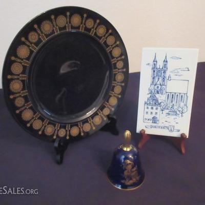 Rosenthal platter in 'noire' and cobalt blue collector's bell