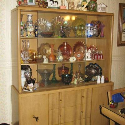 matching china cabinet, glass on the top part is bowed, cool 