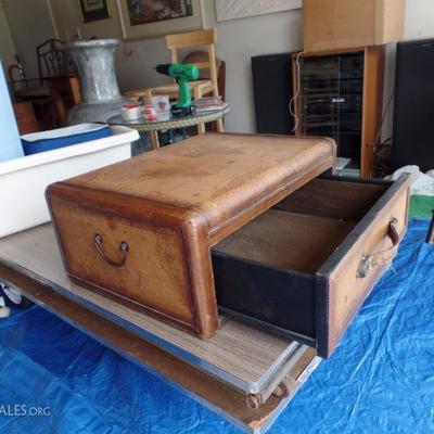 Imitation old luggage - actual coffee table with drawer