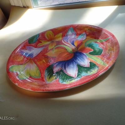 Large painted floral platter