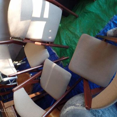 4 folding wood fabric chairs