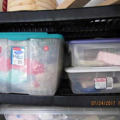 Crates of supplies for needlepoint,crochet, yarn etc