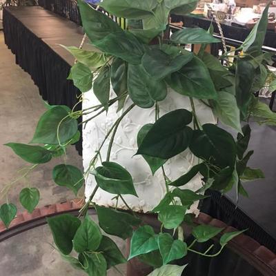 Southern Living white metal bucket with greenery