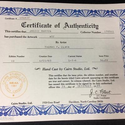 Tom Clarke Gnome "Wiz" with Certificate of Authenticity