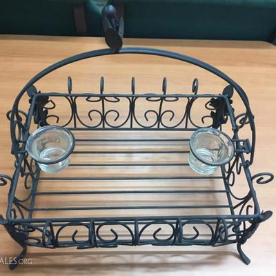 Southern Living black metal candle holder basket