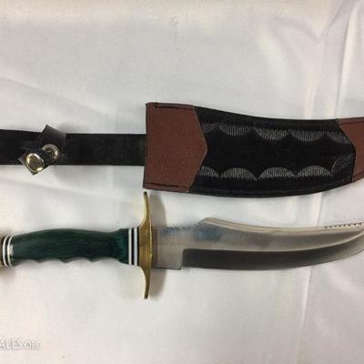 Bowie knife with leather sheath