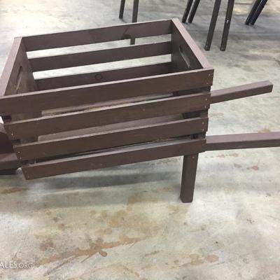 Hand made wooden wheelbarrow