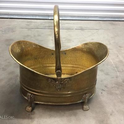 Brass footed wood carrier 