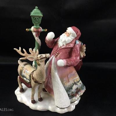Thomas Kinkade "Victorian Christmas II" with illuminated lamp post and certificate of authenticity