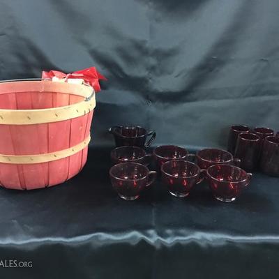 Ruby Red glass lot