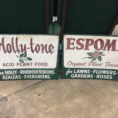 Holly-tone and Espoma metal signs