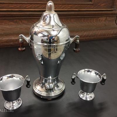 Farberware vintage percolator with sugar and creamer

