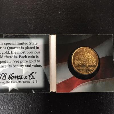 Connecticut 24K gold plated state series quarter