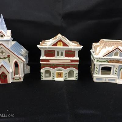 Lenox Holiday Village votives with boxes