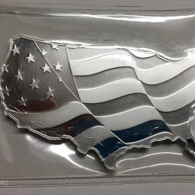 Elemental .999 fine silver 5 Troy Ounces U.S. flag bar