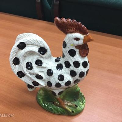 Speckled rooster figurine