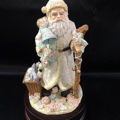 Music box Santa with wood base