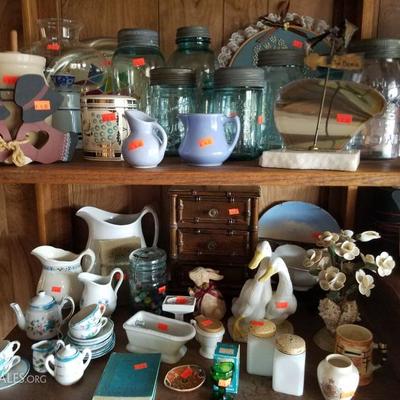 Many small items..collectibles..old jars