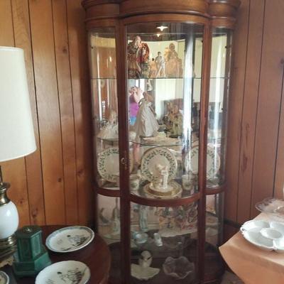 Curved glass curio cabinet. NOW 50% OFF